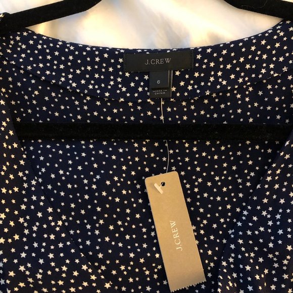NEW JCREW $78.00 Button-up peplum top in star print Sz6 Navy/White J1462 - Picture 5 of 5